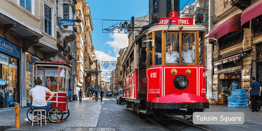 Picture of Taksim Square in the guide to Istanbul